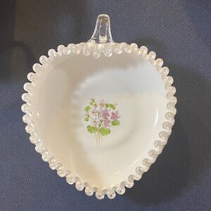 Vintage Fenton Milk Glass Heart Dish
